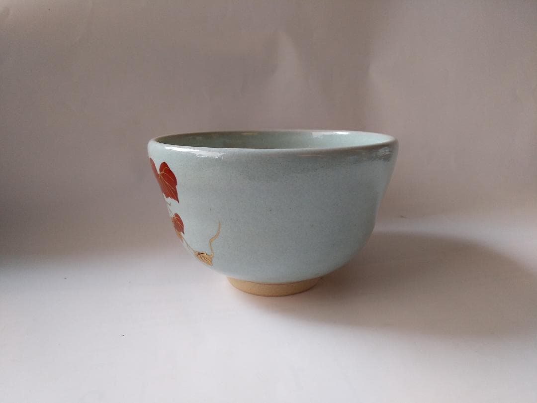 橋本紫雲 平安紫雲 色絵 失透釉 蔦ニ百舌文 茶碗 共箱 共布 茶道具 新品