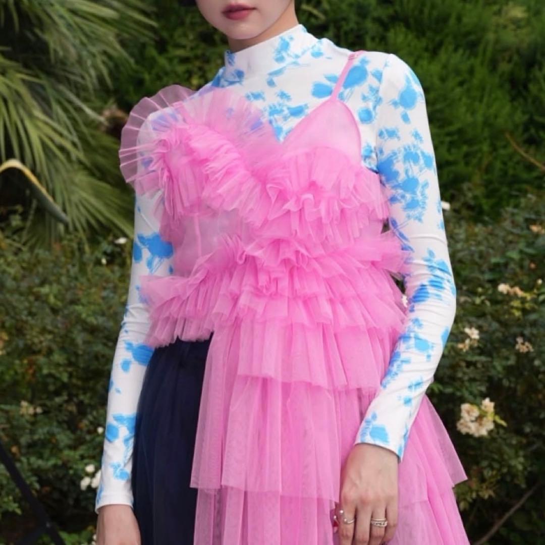 VIVIANO ヴィヴィアーノ Ruffle Tulle Bustier ピンク