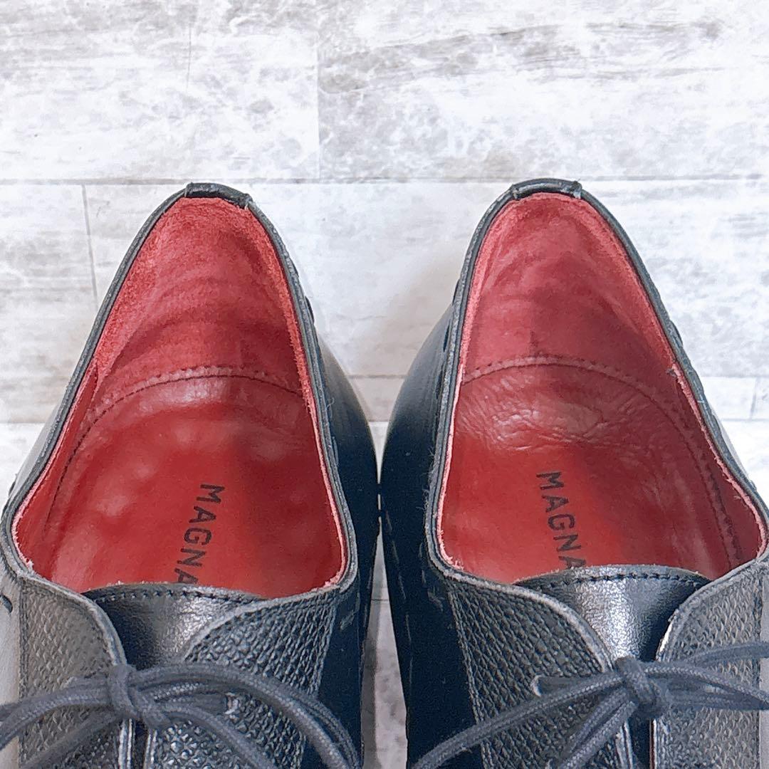 極美品✨マグナーニ 25470 外羽根 オパンケ 黒 保存袋付 43 27cm