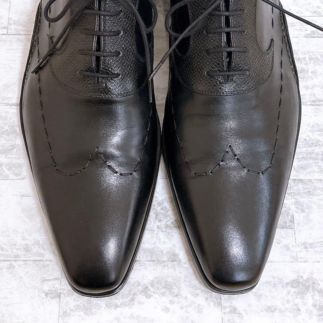 極美品✨マグナーニ 25470 外羽根 オパンケ 黒 保存袋付 43 27cm