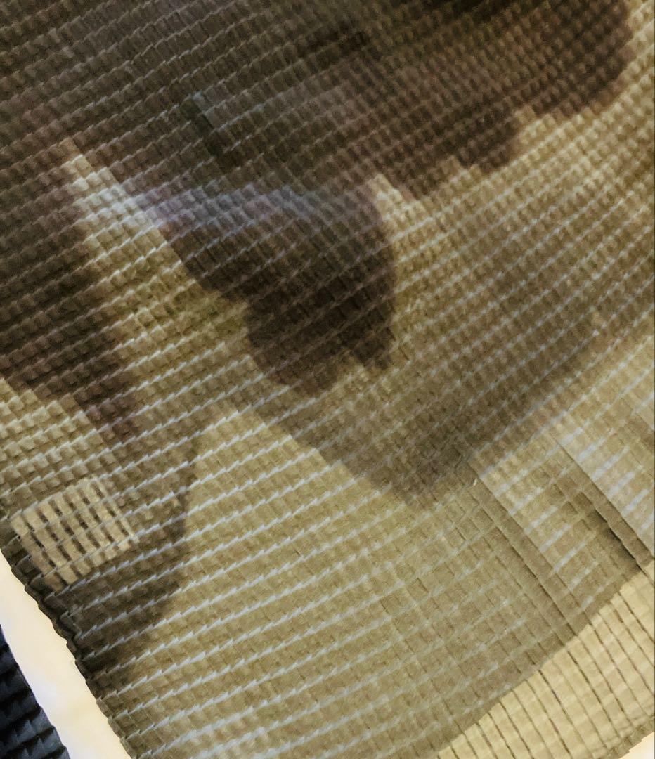 イッセイミヤケ　プリーツプリーズ　墨絵模様　裾長目