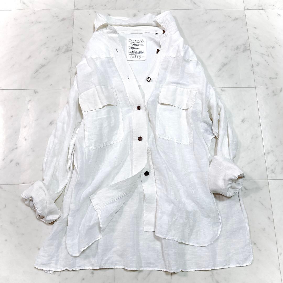 美品 定価3.9万 カオス バサランカディーシャツ リネン ホワイト　フリー