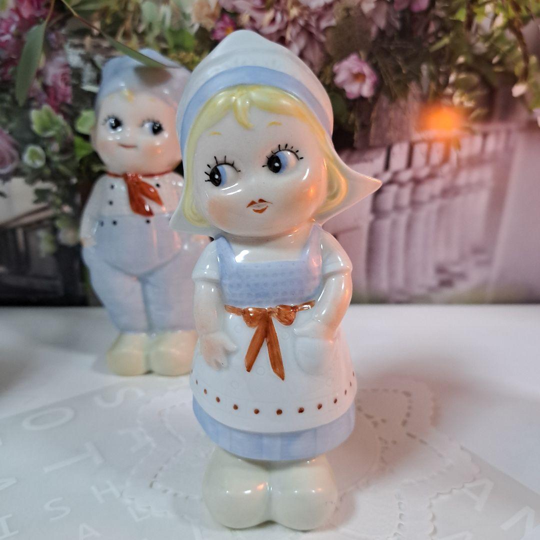 リンドナー可愛い陶器の男の子と女の子の人形セット 約15cm