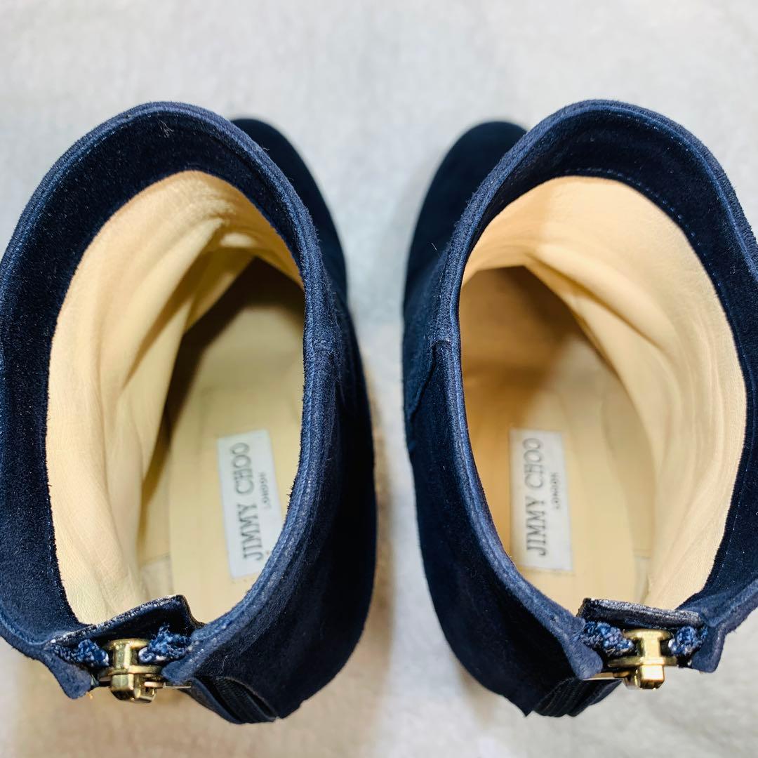 ⭐️美品 ネイビーJIMMY CHOO スエードショートブーツ　24.5cm