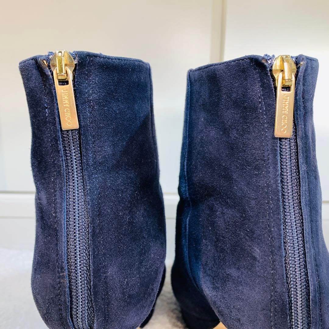 ⭐️美品 ネイビーJIMMY CHOO スエードショートブーツ　24.5cm