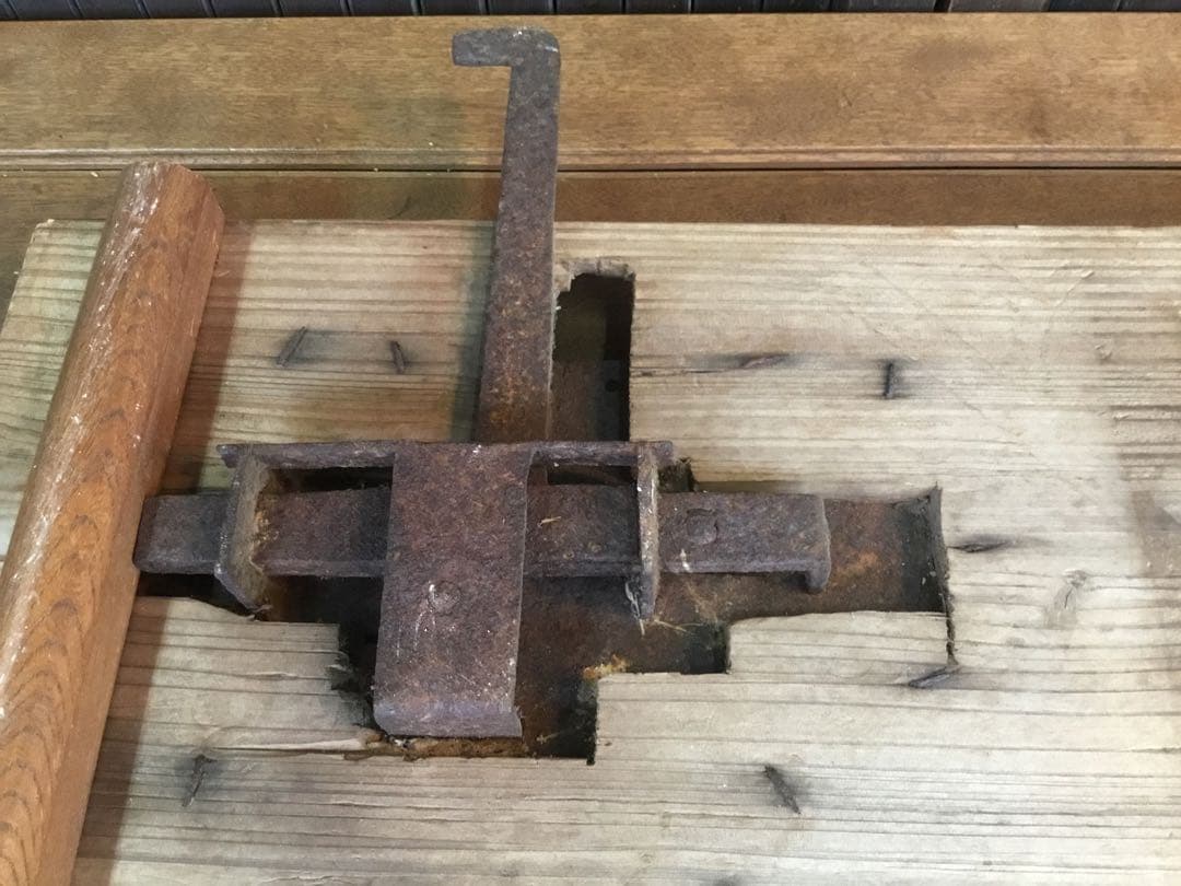 江戸〜明治時代　枯れ板　敷板　花台　錠前金具付　古い蔵戸/ 李朝　ソバン