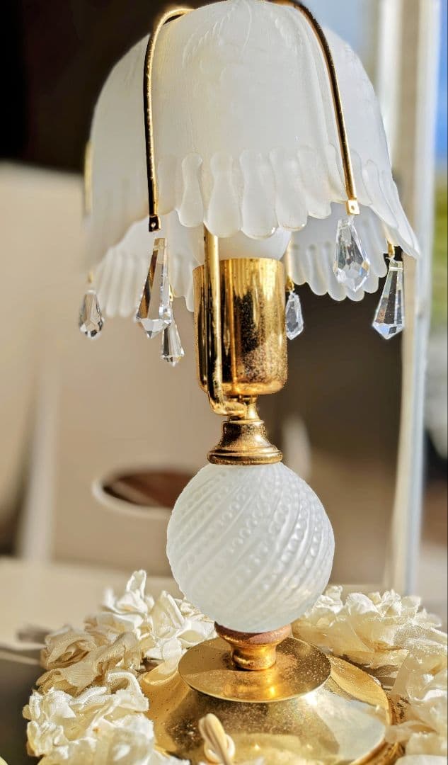 フランスアンティーク✨️布花冠・テーブルランプ ２点セット ブロカント