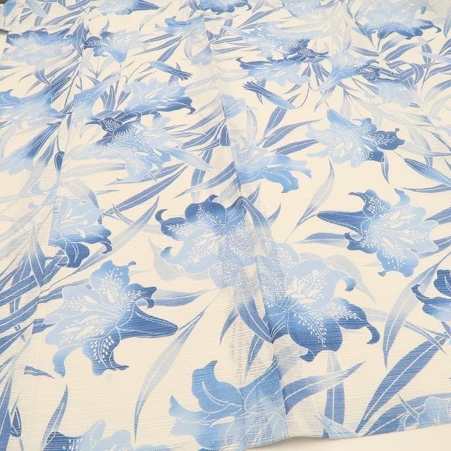 blue 新品 綿絽 撫松庵 百合ぼかし 夏着物 小紋 浴衣 6264