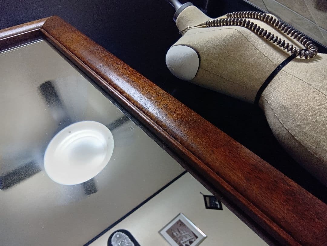 希少　1960's　デンマーク　チーク　無垢材　ラウンドフレーム　ミラー