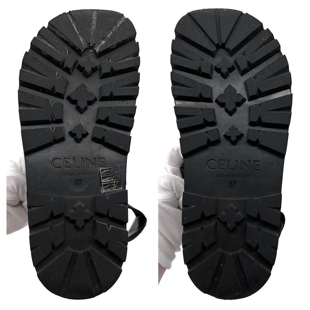 保存袋　セリーヌ　サンダル　バルキー　アウトドア　厚底　黒　24cm 37