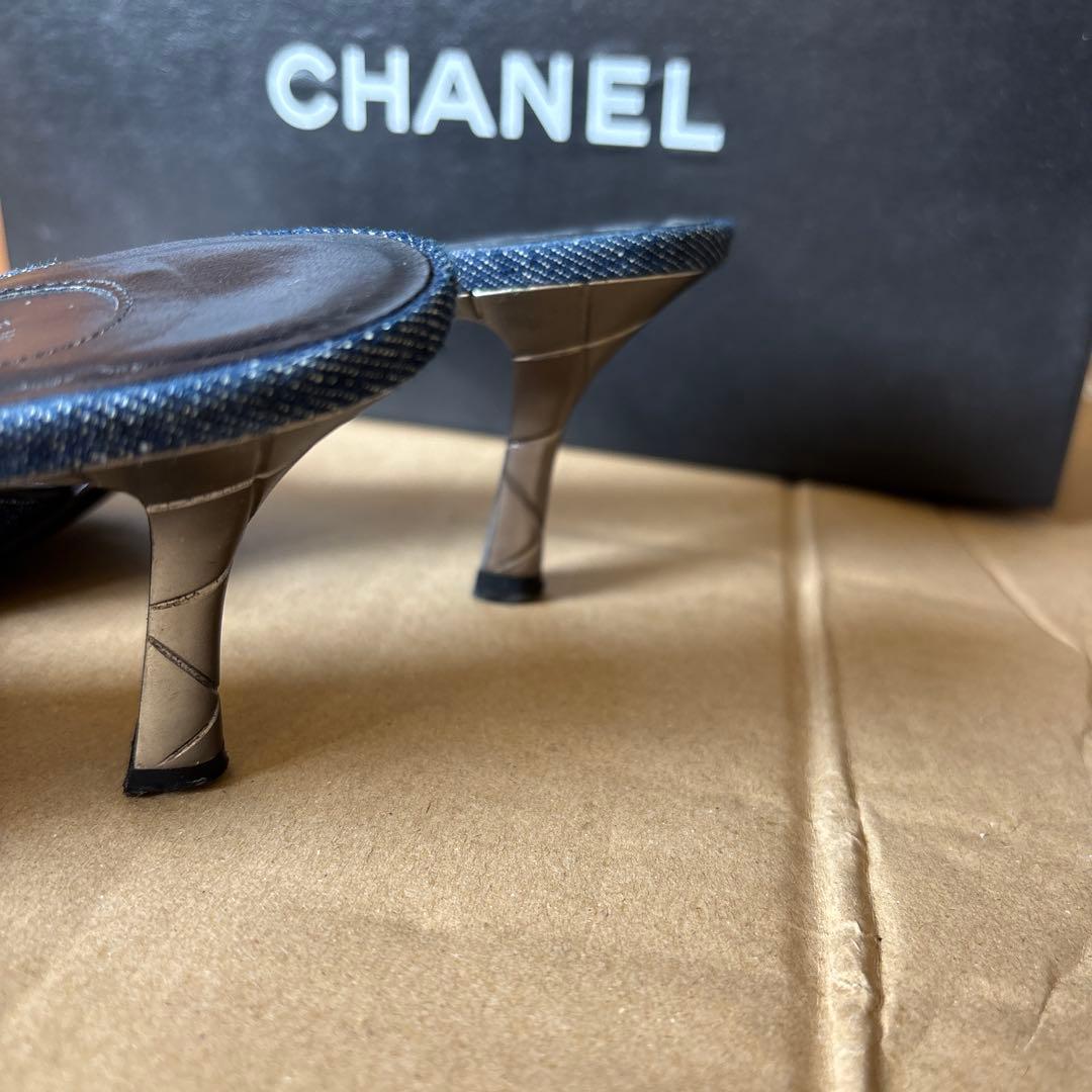 CHANEL ネイビー デニム ミュール