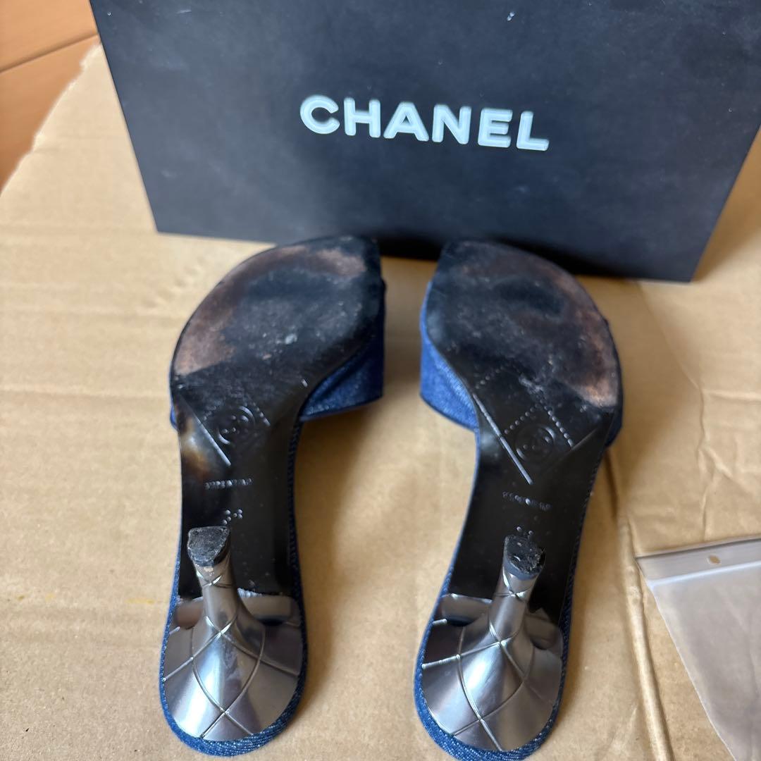 CHANEL ネイビー デニム ミュール