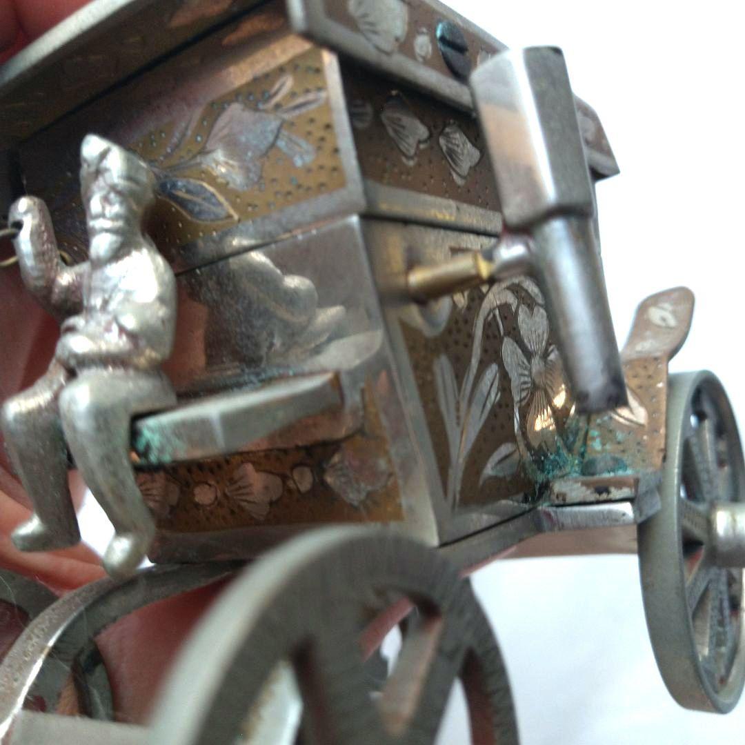 レア【アンティーク】馬車型 オルゴール 小物入れ 英国 イギリス 印度製