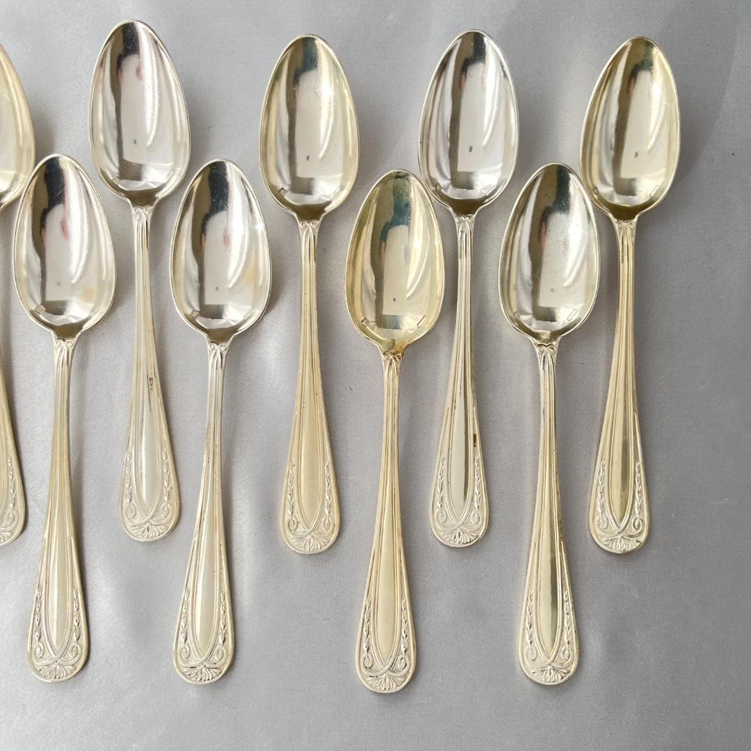 【仏蘭西】 レリーフ コーヒースプーン 12本【シルバープレート】アールヌーボー