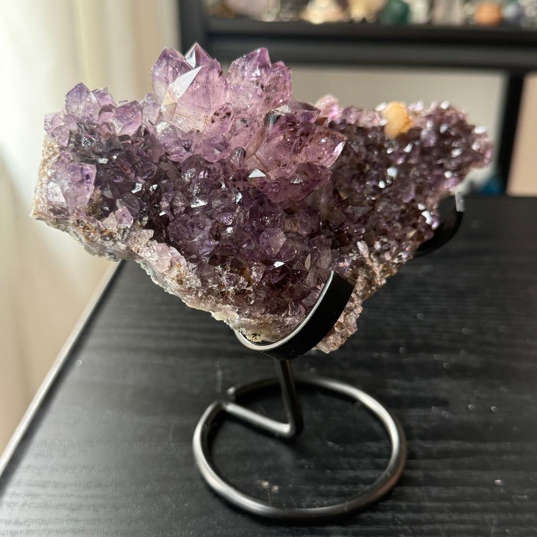 天然石タイチンルチルクォーツ共生アメジストの原石　置物　鉱物NO.011408