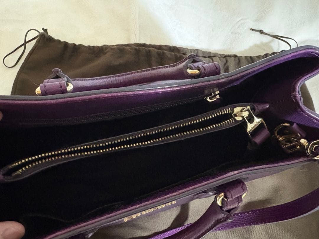 マックスマーラ　2way ショルダーバッグ　本革　保存袋付き　濃いパープル