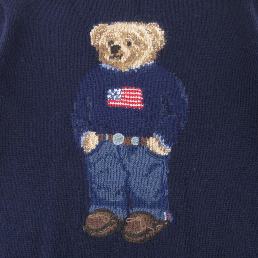 POLO RALPH LAUREN ポロベア ウールニットセーター S ネイビー