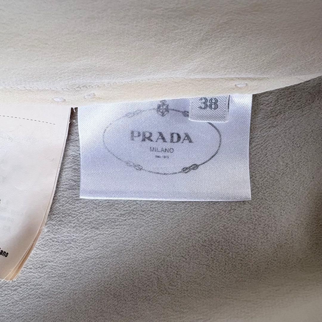 yumiso様プラダ ブラウス ボウタイ リボンタイ シルク100% アイボリー