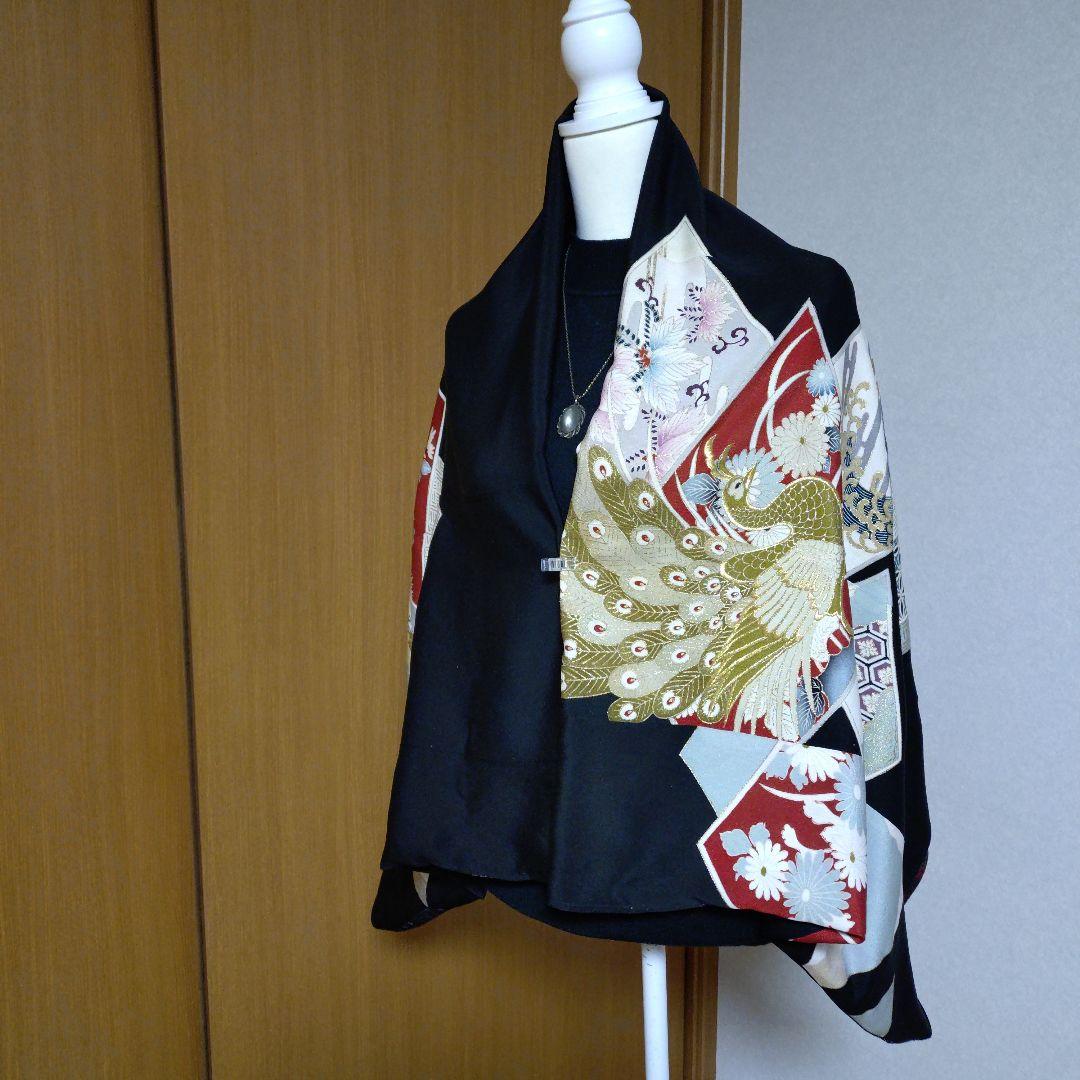 モ*ミ様 【着物リメイク】大判モモンガコート　リバーシブル　3way 　和洋　黒