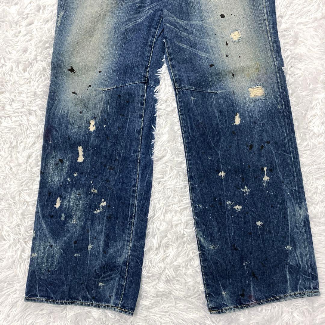 超レア✨　Prps　紫製品　W32　デニムパンツ　ペイント　ダメージ加工　ハラコ