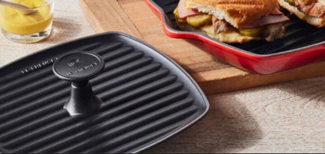 ル・クルーゼ スクエア パニーニプレスロッジとLODGE スクエアグリルパン