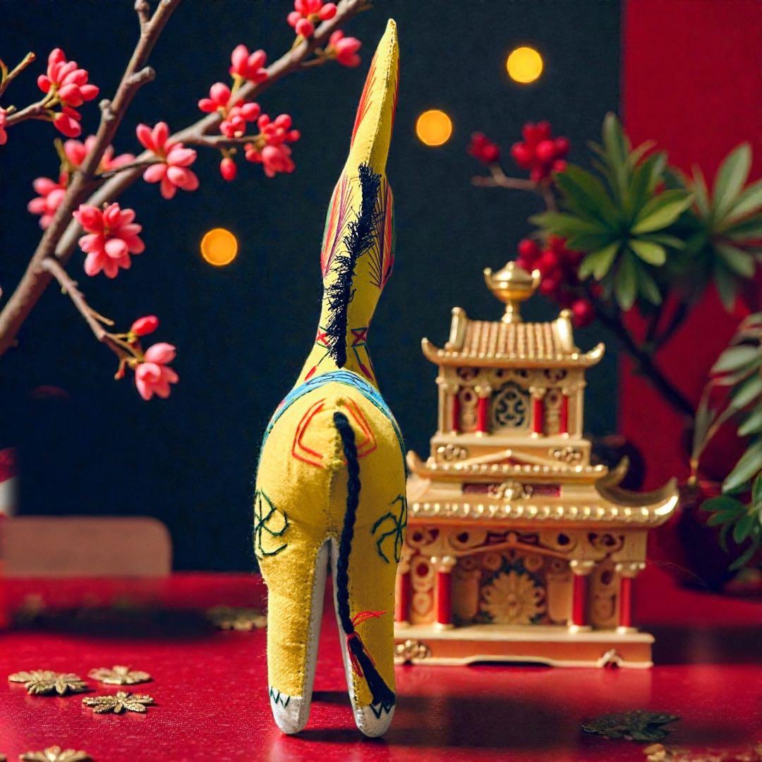 昭和期の中国民間玩具・陝西省西安 毛馿（馬/黄）郷土玩具　午年　干支飾り