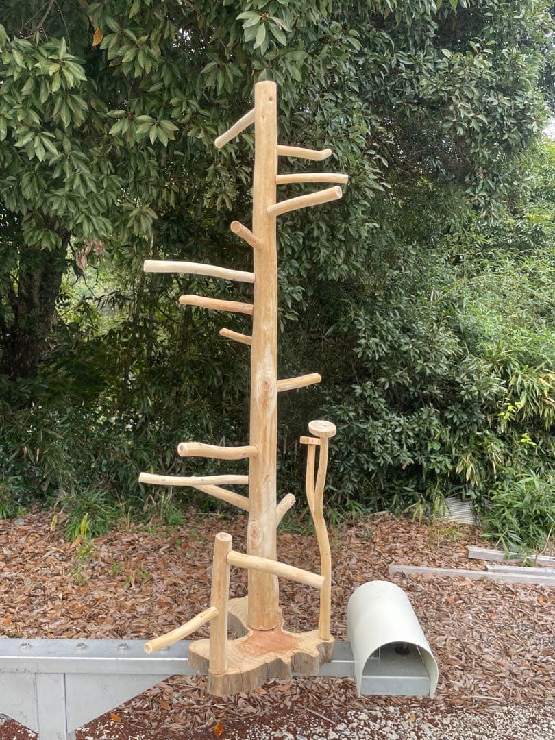 国産ヒノキ　鳥用止まり木　スタンド　アスレチック階段　約100センチ