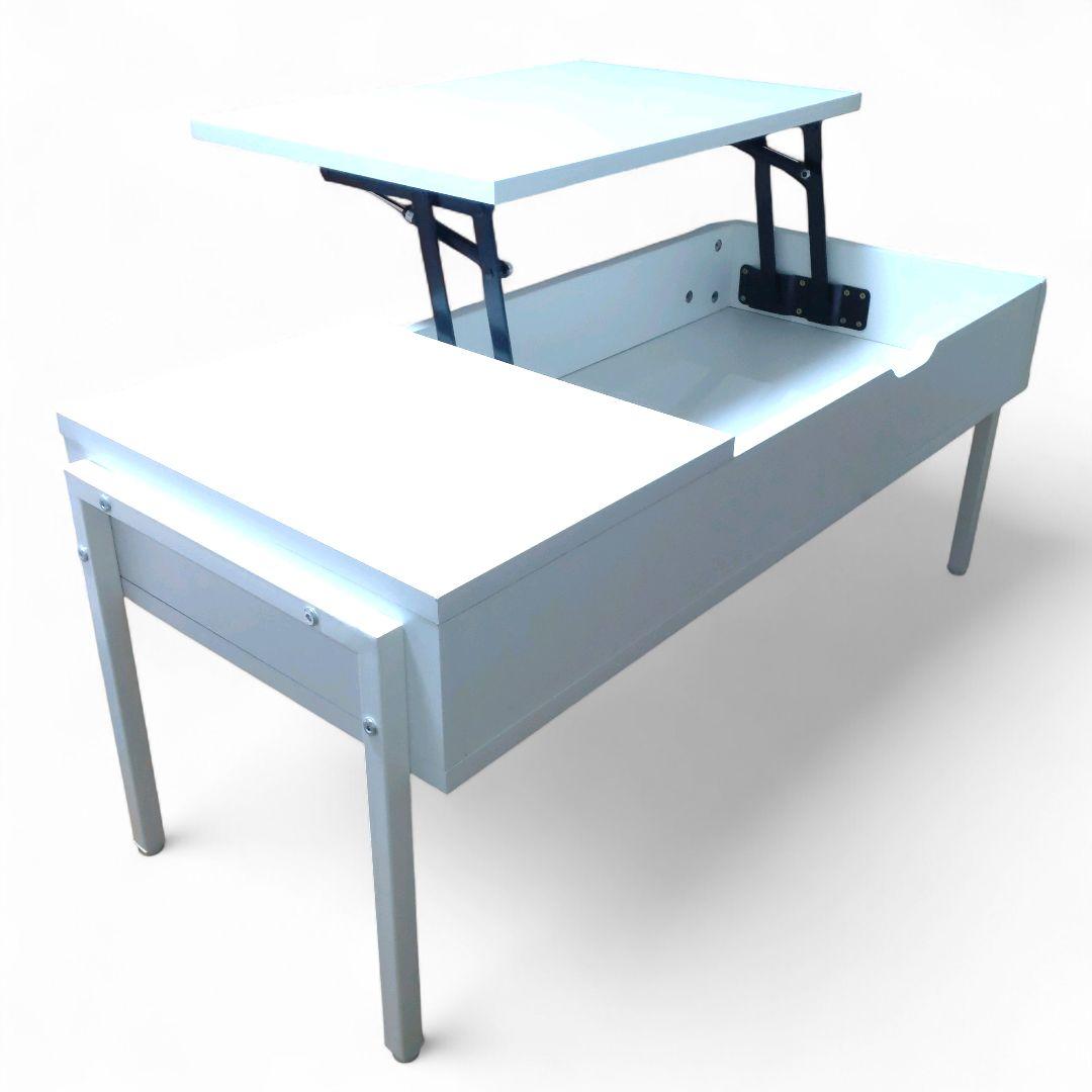 ＪＫプラン　昇降式 リビングテーブル　リフティング テーブル　ホワイト