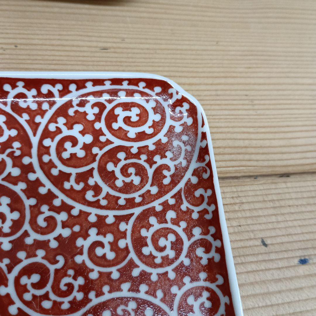有田焼　幸楽窯　赤絵　蛸唐草　5枚　小皿　角皿　古伊万里