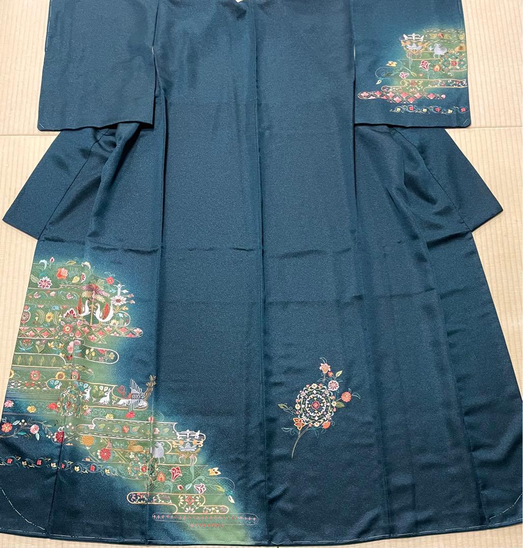 総刺繍 金通し 褐返色 訪問着 紋なし