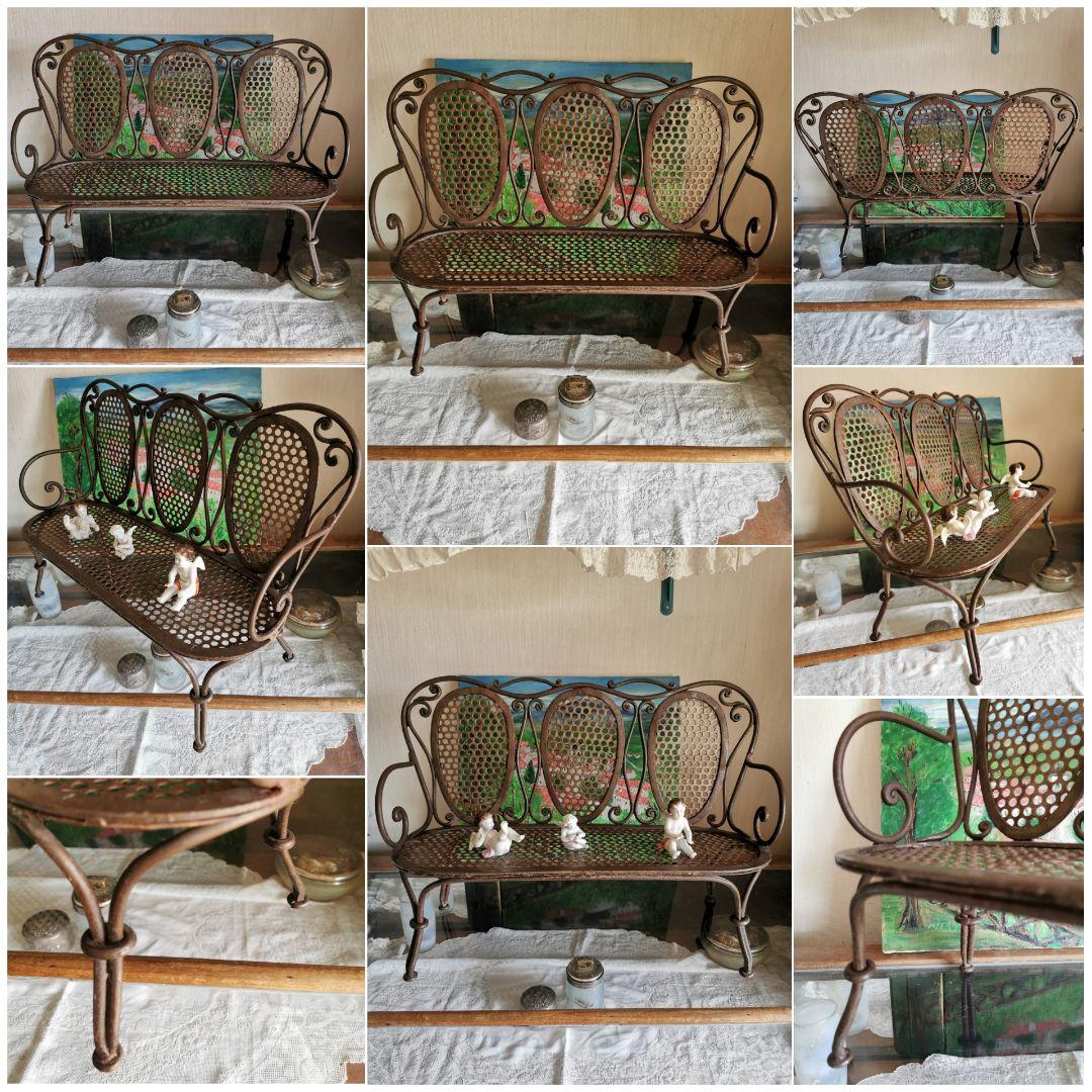 アンティークイギリス アイアン製 ドールチェア 産業革命時代 ブロンズ色 レア