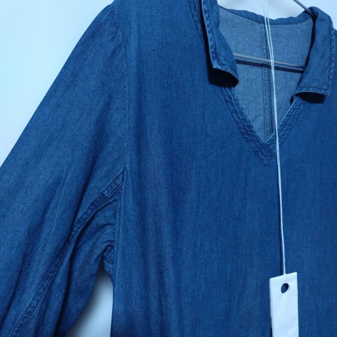 CASEYCASEY デニム Vネック 七分袖デニムワンピース