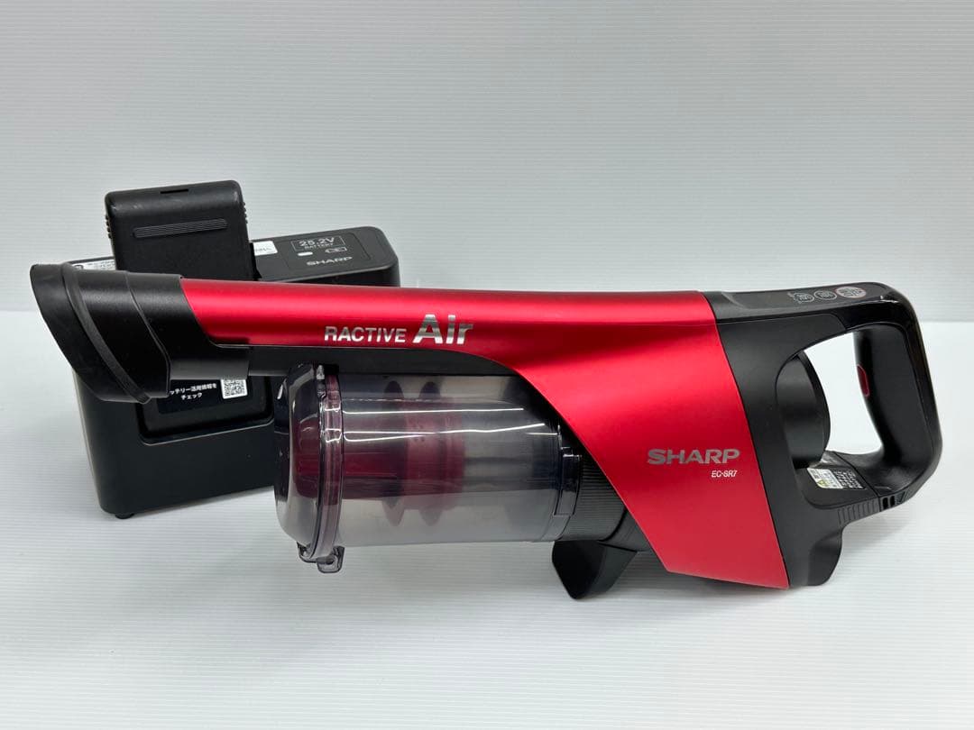充電器+純正バッテリー付き　シャープ　EC-SR7-P 掃除機　2021年製　赤