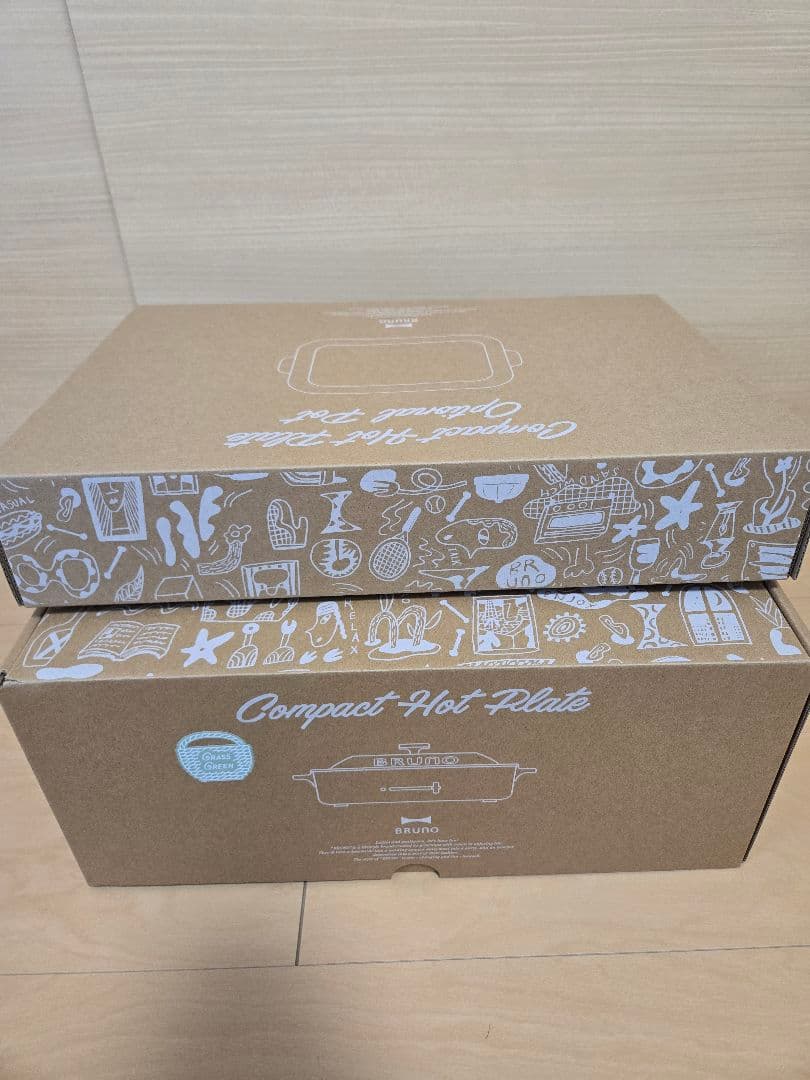 BRUNOコンパクトホットプレート　グラスグリーン ＋ セラミックコート鍋