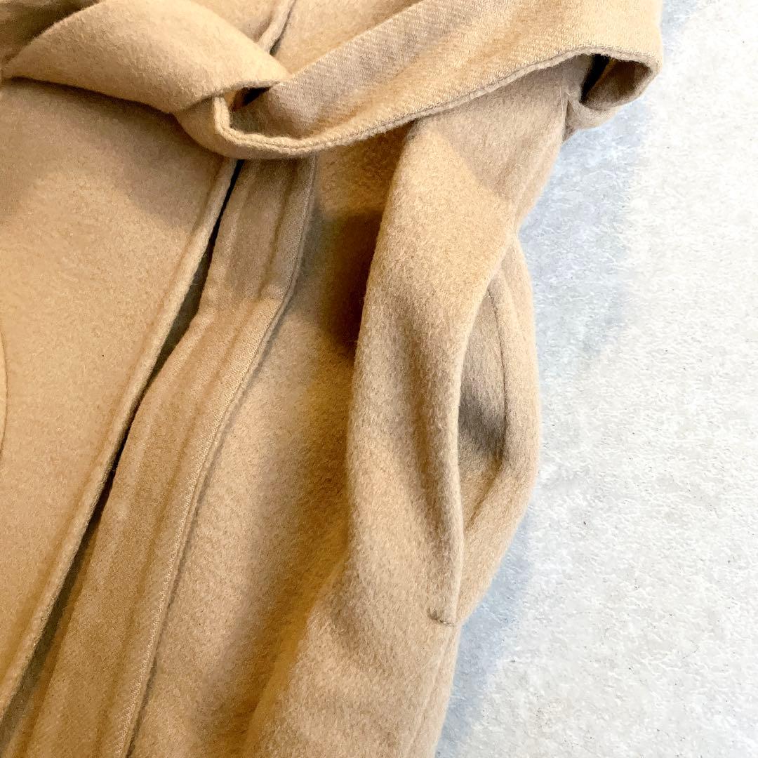 美品 エストネーション ストール付ウールダブルフェイスロングコート キャメル
