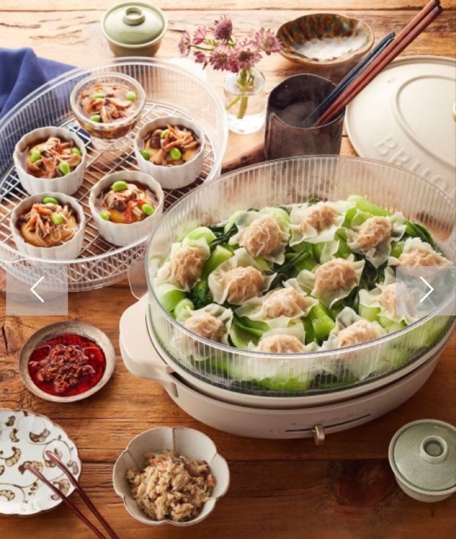 値下げ！蒸し器付！ブルーノクラッシィ＋オーバルホットプレートスチーマーセット