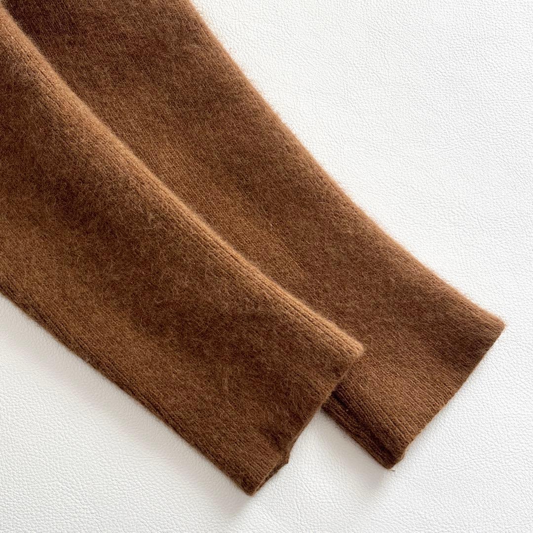 02379-4 アニュアンス　金ボタン　ラクーンファーカーディガン　キャメル