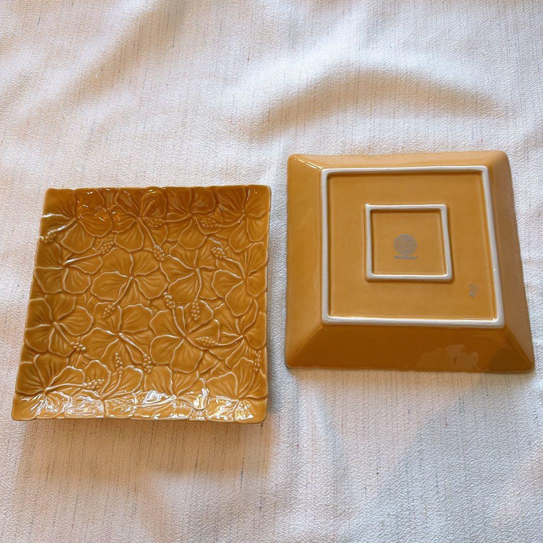 【新品】ジェンガラ 2枚セット ハイビスカス イエロー 正方形