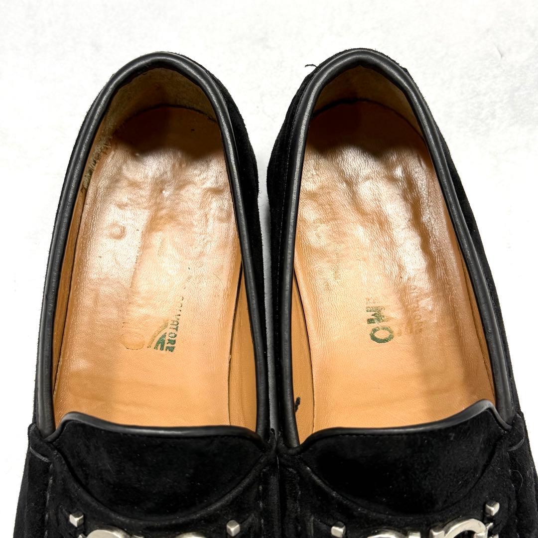 フェラガモ メンズ ローファー 28cm ガンチーニ スエード ブラック 黒