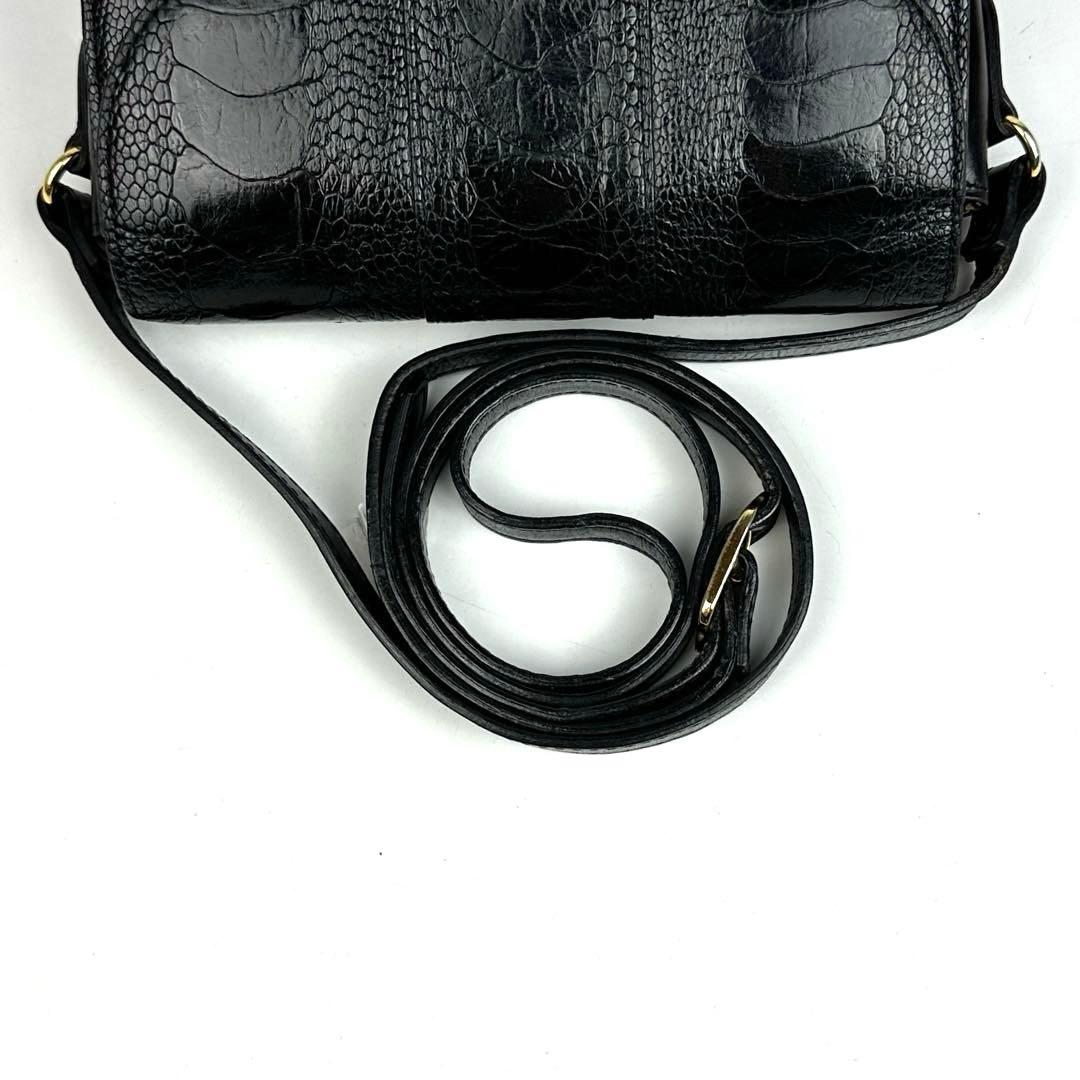 【美品】イヴサンローラン　ショルダーバッグ　オーストレッグ　クロコ　レザー　黒色