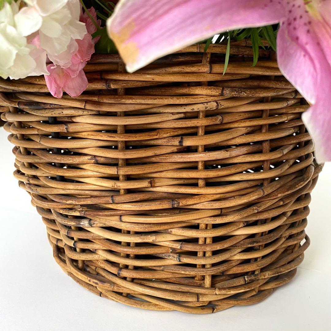 レトロ　ラタン　籐　カゴ　バスケット　大