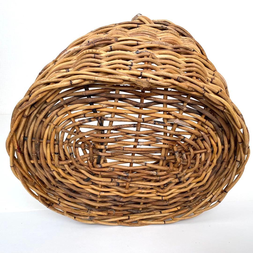レトロ　ラタン　籐　カゴ　バスケット　大