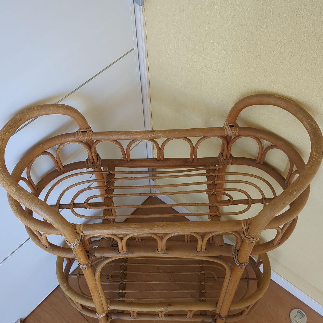 籐 ラタン キャスター付き ラック 花台