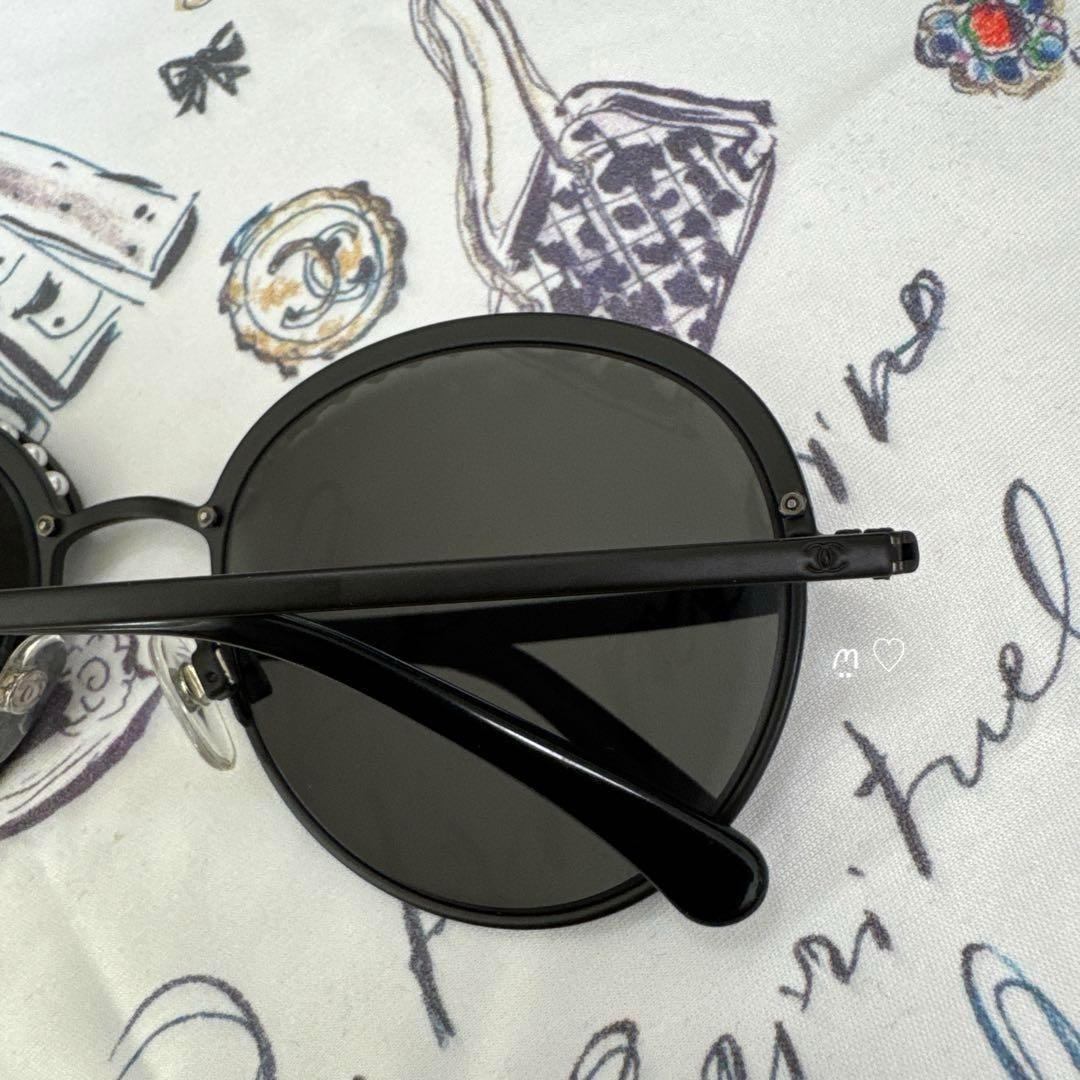 CHANEL　シャネル　パールサングラス　ココマーク　アイウェア　ブラック