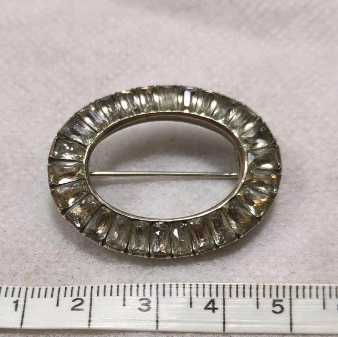 アンティーク　ジョージアン　オーバル　ペースト　ガラス　ブローチ