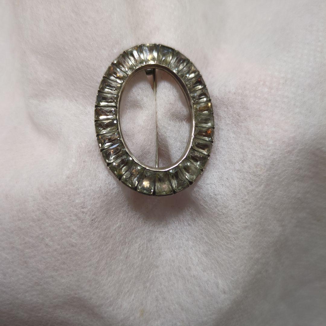 アンティーク　ジョージアン　オーバル　ペースト　ガラス　ブローチ