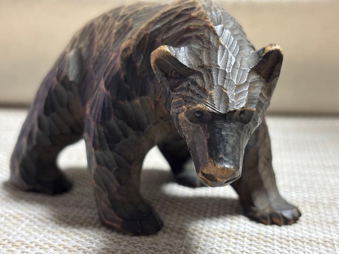 【希少】北海道 白老 アイヌ 木彫り熊 置物　アンティーク