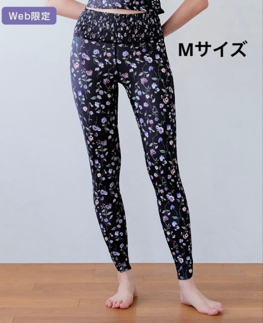 新作　SUKALA スプリングフラワー　シャーリングレギンス　パンジー