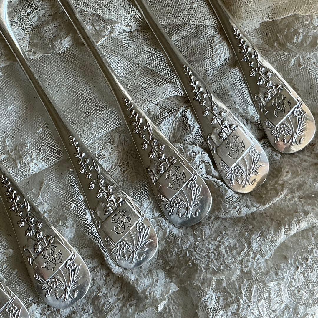 フランスアンティーク　６セット♡　すずらん　スプーン＆フォーク　モノグラム