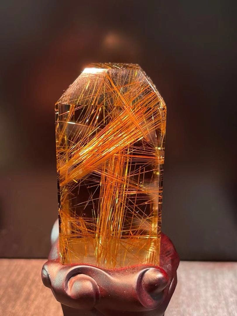 ⭐︎天然銅色ゴールドルチルクオーツ 置物 258.9g